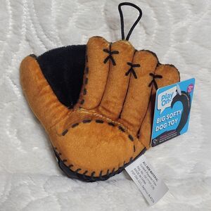 Play On Big Softy Plush Baseball Mitt Small Dog Toy Squeaker New with Tags